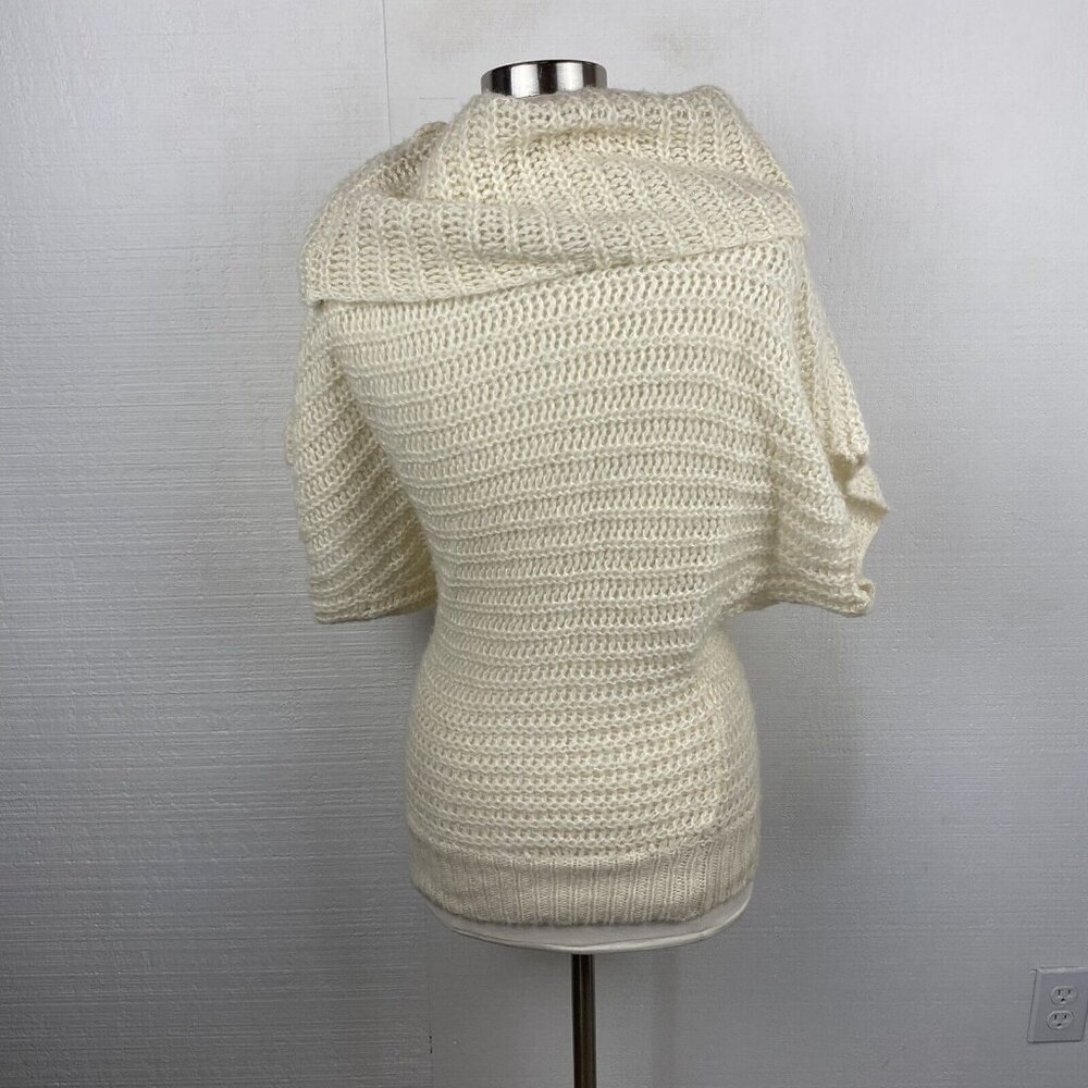 Free People Sweater S Womens Ivory Cowl Neck Batwing Short Sleeve Loose Knit - Picture 3 of 8